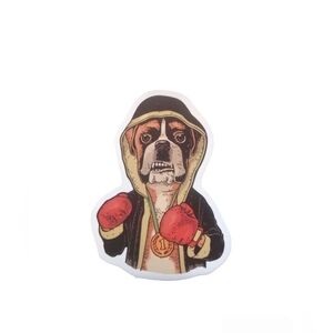 Boxer Dog Dressed in Robe and Gloves Sticker